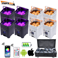 Marslite 6x18w Led Batterie Uplight RGBWAUV 6in1 Uplights Batterie Sans Fil Smartbat Uplights Wedding Par Light pour DJ Stage Light