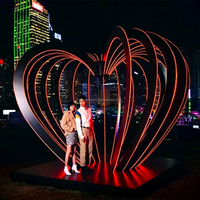 LED Paysage Art Sculpture Métallique 3D en Forme de Coeur Lumière Extérieure DMX SPI Bande Lumineuse avec Contrôle Madrixs