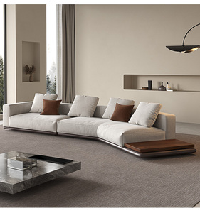 Sofá de tela italiana Yisi, combinación de sala de estar, sofá de algodón y <span class=keywords><strong>lino</strong></span> con forma de horizonte moderno extremadamente simple - Product Image 2