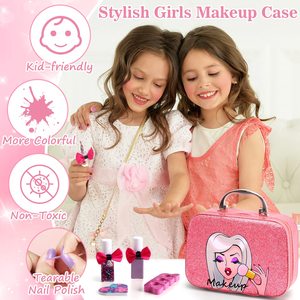 Kit <span class=keywords><strong>trucco</strong></span> per bambine <span class=keywords><strong>trucco</strong></span> per bambini, bambini Toddler Princess Play Make Up Set giocattoli di compleanno regalo vero <span class=keywords><strong>trucco</strong></span> lavabile - Product Image 2