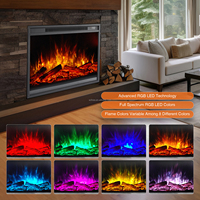 Support TV avec Cheminée Électrique RGB 750W/1500W Murale Carrée de 24 Pouces pour Usage Domestique