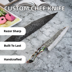 Cuchillo de Cocina Personalizado Hecho a Mano con Hoja de Acero al Carbono de 8 Pulgadas, Extra Afilado, Ambidiestro, con Mango de Resina - Product Image 2