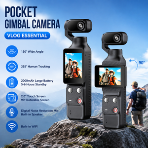 Caméra 4K Ultra HD anti-tremblement avec suivi IA 355 °   Caméscope WiFi à écran tactile de 2,0 pouces avec rotation automatique pour l'enregistrement vidéo, vlog, YouTube - Product Image 2