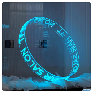 Boîte lumineuse LED circulaire en acrylique personnalisée professionnelle, logo coloré, sept couleurs, boîte unique, publicité directionnelle, magasins, maison - Product Image 6