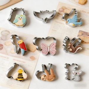 <span class=keywords><strong>Emporte</strong></span>-pièces en bois pour biscuits : Hibou, Cerf, Oiseau, Hérisson, Écureuil, Champignon, Animaux de la forêt, pour Anniversaire d'enfants, Baby Shower - Product Image 1