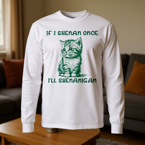 Camiseta de manga larga con diseño gráfico de Cat If I Shenan Once I'll Shenanigan, ropa unisex - Product Image 3