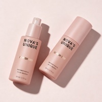 Flacon pompe en verre couleur pastel néon mat rose beige nude pour sérum, emballage cosmétique 30ml 40ml 50ml 60ml 80ml avec bouchon rose