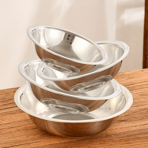 SFB98 806 Household Stainless Steel <b>Round</b> <b>Basin</b> Smooth Mirror Surface Rust‑Resistant Metal Bowl Washing Vegetables Marinating - Product Image 4