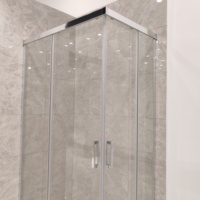 Cabine de douche carrée avec porte coulissante en verre trempé transparent, cadre en aluminium, douche d'angle avec base en ABS, vente en gros sur mesure