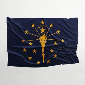 Bandera de Poliéster de 90x150cm, Bandera del Estado de Indiana con Ojales de Latón para Decoración en Interiores y Exteriores - Product Image 1