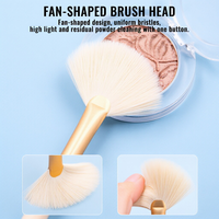 Kuas Highlight Profesional Berkualitas Tinggi Kuas Makeup Logo Kustom Bulu Sintetis Lembut Gagang Plastik Kuas Pipih Bulu Sintetis