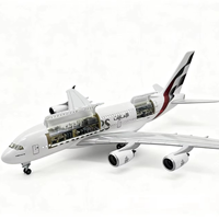 Modèle d'avion A380 en résine transparente de 47cm avec fenêtre ouverte et lumières LED