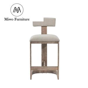 Tabouret de comptoir en bois moderne pour club de cuisine intérieur Siège rembourré Salle à manger Utilisation commerciale Comptoir de bar bistro <span class=keywords><strong>Chaise</strong></span> à dossier haut - Product Image 2