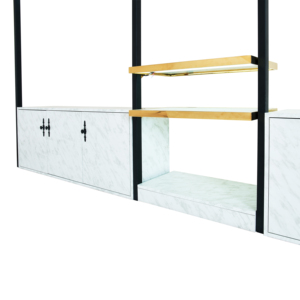 Stainless Steel Metal <strong>Wall</strong> <strong>Mounted</strong> Led Display Shelf <strong>Rack</strong> with Cabinet for Retail Clothes Shop Showcase - Product Image 5