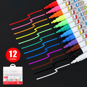Lot de deux stylos à craie liquide à pointe fine et moyenne, effaçables à l'eau, <span class=keywords><strong>pour</strong></span> <span class=keywords><strong>les</strong></span> tableaux de menu, le verre, <span class=keywords><strong>les</strong></span> fenêtres, <span class=keywords><strong>les</strong></span> tableaux blancs - Product Image 1