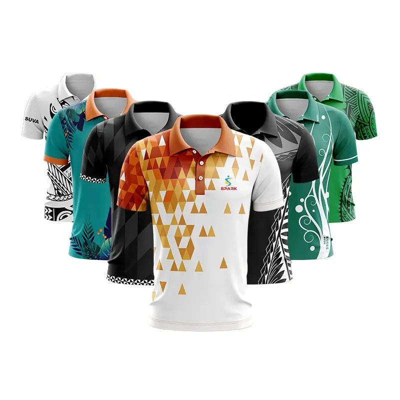 Toptan ucuz Unisex tam süblimasyon spor gömlek % 100% polyester özel spor Polo gömlekler adam için