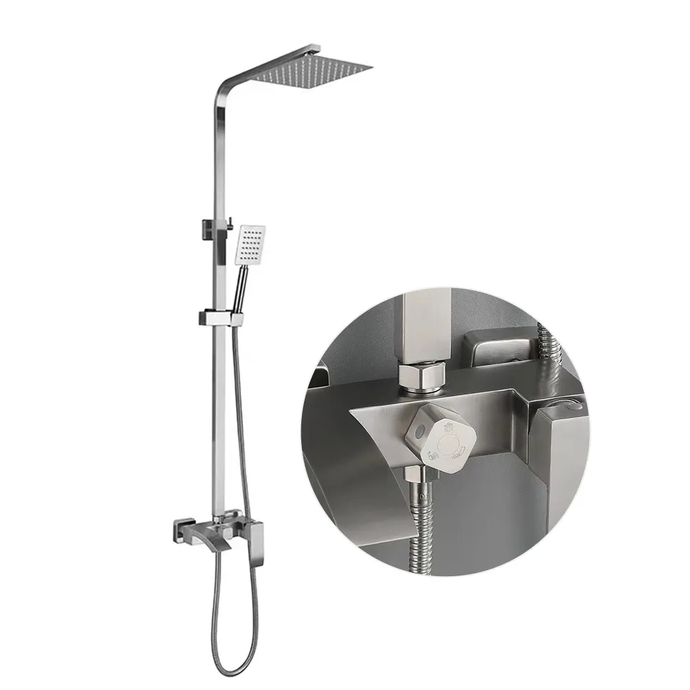 304 stainless steel shower head set square shower faucet bathtub faucet