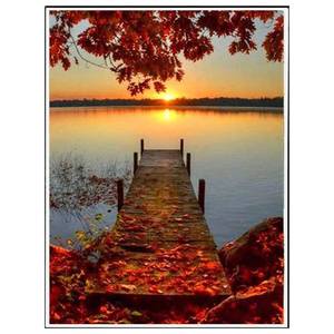 Broderie Point de Croix Paysage Magnifique Série Coucher de Soleil Bord de Mer Feuille d'Érable Salon Peinture Décorative Kit - Product Image 1