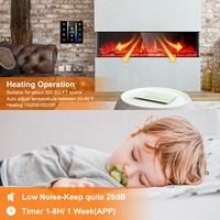 Cheminée électrique à 3 faces avec insert chauffant, commande à distance par application, thermostat réglable, protection contre la surchauffe, 44-96 pouces, flottante, pour intérieur