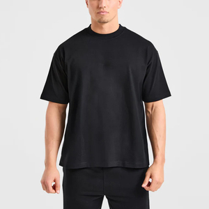 Custom 100% Cotton Men's Boxy T Shirts Acid Wash Ripped Hip Hop Drop Shoulder Regular Fit Solid Knitted Silk Screen Printed - Product Image 5