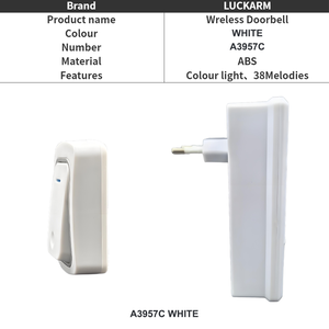 กริ่งประตูไร้สาย AC ใช้ในบ้าน วิลล่า อพาร์ทเมนท์ 38 เสียงเรียกเข้า AC 110-240V - Product Image 3