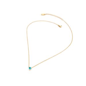 Nouveau Collier transfrontalier en acier inoxydable avec zircon et pierre de naissance, chaîne à maillons en forme de cœur plaqué or 18 carats et douze pierres de naissance pour la clavicule - Product Image 5