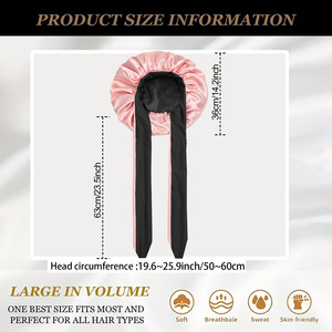 Mũ ngủ lụa satin hai lớp có dây buộc, băng đô rộng, mũ trùm đầu ngủ dành cho tóc xoăn, tóc tết - Product Image 6