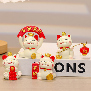 Figura de Gato de la Suerte Maneki Neko 5.3x3.5x5.3cm Decoración de Escritorio Iluminada Regalo de Año Nuevo Chino - Product Image 1