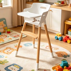 Chaise haute pour bébé de conception moderne et luxueuse, avec hauteur réglable, en bois, pour une utilisation scolaire - Product Image 4