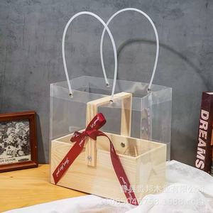 Caja de regalo rectangular de madera de pino hecha a mano para regalo de boda o artesanía - Product Image 2