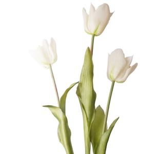 Tulipanes abiertos rosas blancos de goma suave de 40cm de alta calidad, venta al por mayor, flores falsas de plástico para decoración del hogar, graduación de Halloween - Product Image 5