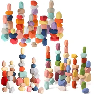 YH – pierres à empiler en bois multicolores, jouets pour enfant en bas âge, blocs d'équilibre, pierres en bois, jouets Montessori