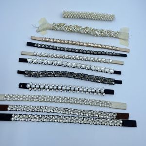 Sandal Slip-On hak tinggi mikrofiber wanita grosir sepatu Fashion ujung tertutup berhiasan berlian dengan dekorasi atas - Product Image 4