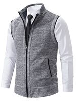 Chaleco de Punto con Cuello Alto y Cierre para Hombre, Chaleco sin Mangas con Bolsillos, Ropa de Abrigo Informal para Otoño e Invierno, Logotipo Personalizado