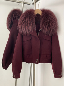 Cappotti Invernali in Lana alla Moda 2025, <span class=keywords><strong>Cappotto</strong></span> Corto Caldo da <span class=keywords><strong>Donna</strong></span> <span class=keywords><strong>con</strong></span> Grande Collo in <span class=keywords><strong>Pelliccia</strong></span> di Procione - Product Image 5