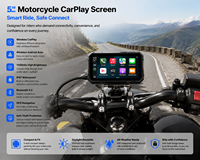 Layar GPS Motor 5 inci Portabel Carplay Android Auto Airplay BT Tipe-C SWC Kamera Tahan Air OEM Pabrik TPMS