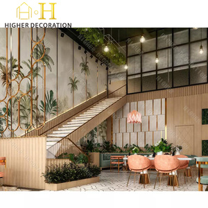 Lujosos Mostradores comerciales para restaurantes, muebles de exhibición con elementos artísticos de metal y madera para espacios de <span class=keywords><strong>café</strong></span> de temática tropical - Product Image 1