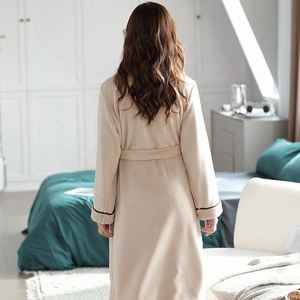 Peignoirs de bain et de <span class=keywords><strong>nuit</strong></span> unisexe en polaire et flanelle, doux et chauds, pour l'hiver et l'automne, pour femme et adulte, avec taille élastique, vente en gros - Product Image 3