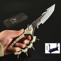 Modèle d'arme artisanale entièrement métallique Delta Force Game Creed Bayonet 26CM, version boîte couleur, étui en cuir véritable, article de cosplay sécurisé