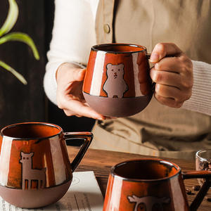 Nordic Hand Painted <b>Ceramic</b> <b>Mug</b> Cartoon Design With Handle Single Cup Gift For Coffee Tea Spring 2024 - Product Image 2