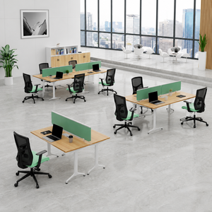 Tables de travail modulaires en acier modernes pour 2 à 6 personnes, bureaux individuels, cadre robuste, mobilier de bureau commercial - Product Image 1