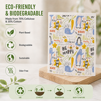 Vente en gros d'usine, chiffon à vaisselle suédois 70% cellulose 30% coton, design personnalisé, écologique, absorbant, éponge en cellulose