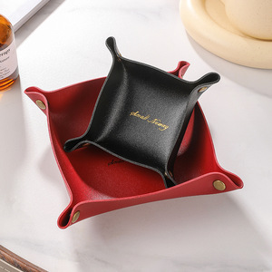 Caja de Almacenamiento de Cuero Multifuncional Plegable de Diseño Clásico Zenos, Bandeja para Llaves de Escritorio, Bolsa de Almacenamiento de Joyas y Cosméticos para Sala de Estar - Product Image 1