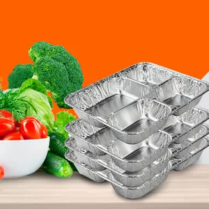 Custom Food Packaging Aluminium Tray With Lids Lunch Box Disposable Aluminum Foil Container