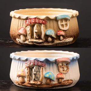 Maceta Grande de Cerámica para Suculentas, Estilo Contemporáneo, Ecológica, de Cerámica Rústica, con Orificio de Drenaje, Creativa, Simple, de Gran Diámetro - Product Image 5