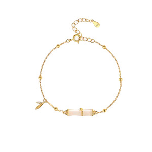Bracelet en argent sterling S925 style palais avec pierre œil de chat et bambou, pour femme, rétro, luxe léger, niche, haute joaillerie, pour touristes - Product Image 5