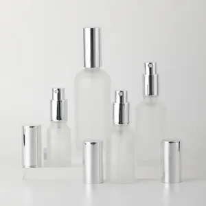 Cosmetics Essence Milk Pump Glass Spray Bottle 30ml 50ml 100ml Frosted Glass Sprayer Bottle Cosmetic Container Packaging