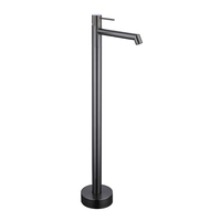 Robinet de baignoire sur pied en laiton massif gris anthracite, mitigeur eau chaude et froide pour baignoire et douche