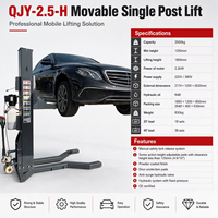 Double Win Hochwertige 2500kg Einpfosten-Autohebebühne 1250mm Min. Höhe 2,2kW für Enge Räume und Kleine Reparaturwerkstätten