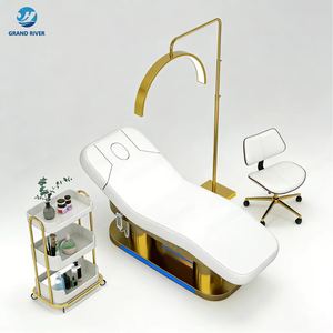 Modern Electric Salon Furniture Pu Leather Facial Beauty Spa Treatment Massage Table Electric <strong>Lash</strong> Bed Curved with Gold Base - Product Image 6